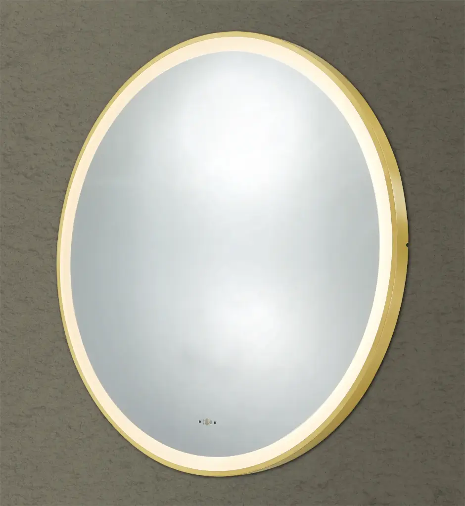 Luna Iron Framed LED Mirror Electroplated Brushed Gold-800mm