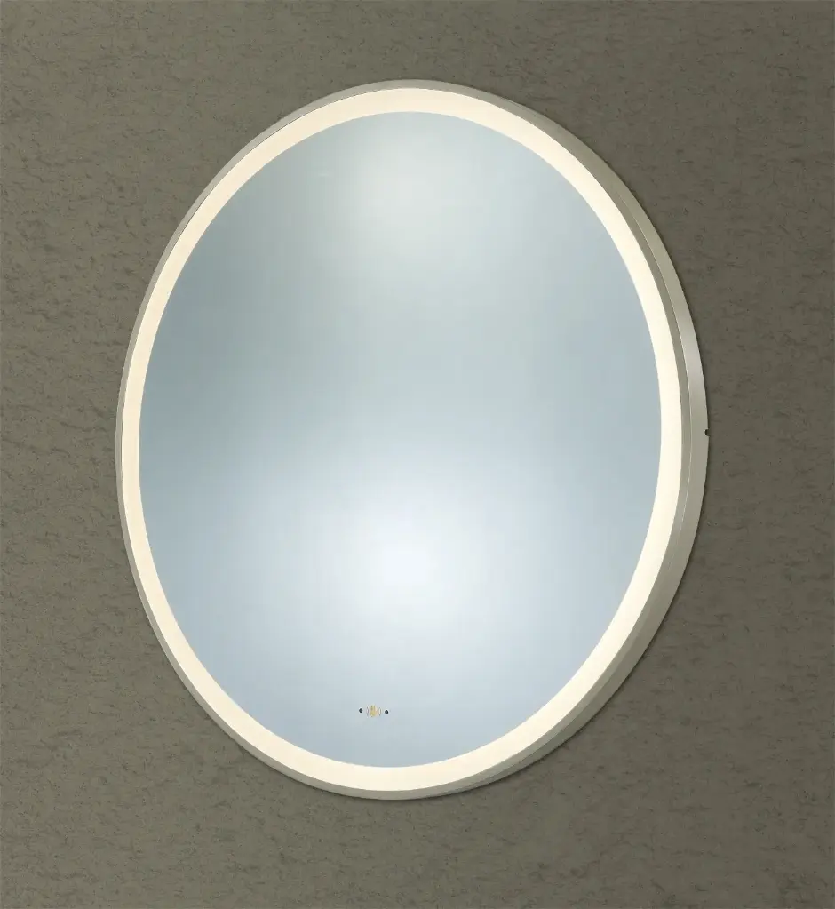 Luna Iron Framed LED Mirror Electroplated Brushed Nickel-800mm