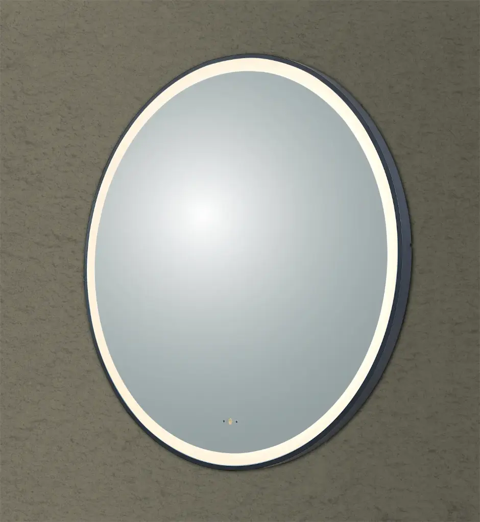 Luna Iron Framed LED Mirror Electroplated Matte Black-600mm