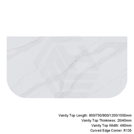 1500*505*20mm Above Counter – Blanc White Curved Stone Top for Avalon & Bronte