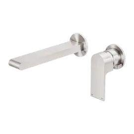 BIANCA BRUSHED NICKEL WALL BASIN/BATH MIXER SEPARATE BACK PLATE 187MM