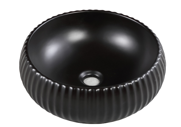 Above Counter Ceramic Basin – Matte Black – Round – 400mm 