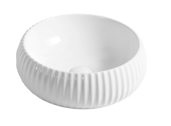 Above Counter Ceramic Basin – Matte White– Round – 400mm 