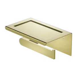 BIANCA BRUSHED GOLD TOILET ROLL HOLDER WITH PHONE HOLDER