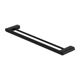BIANCA MATTE BLACK DOUBLE TOWEL RAIL 800MM
