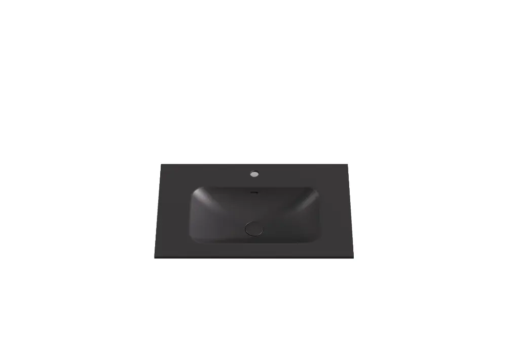 750x460x145mm Chiefly Solid Surface Stone Basin hole Matte Black