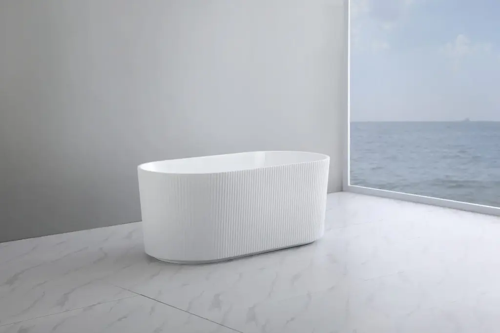 Ally Groove - Oval Freestanding Bathtub - Gloss White - 1500mm
