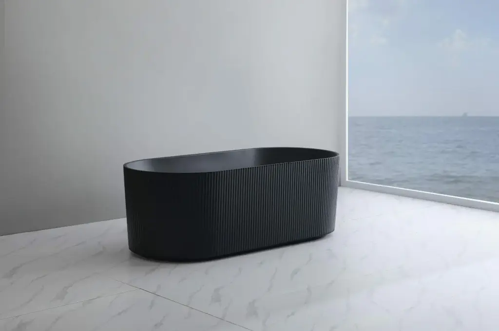 Ally Groove - Oval Freestanding Bathtub - Matte Black - 1500mm