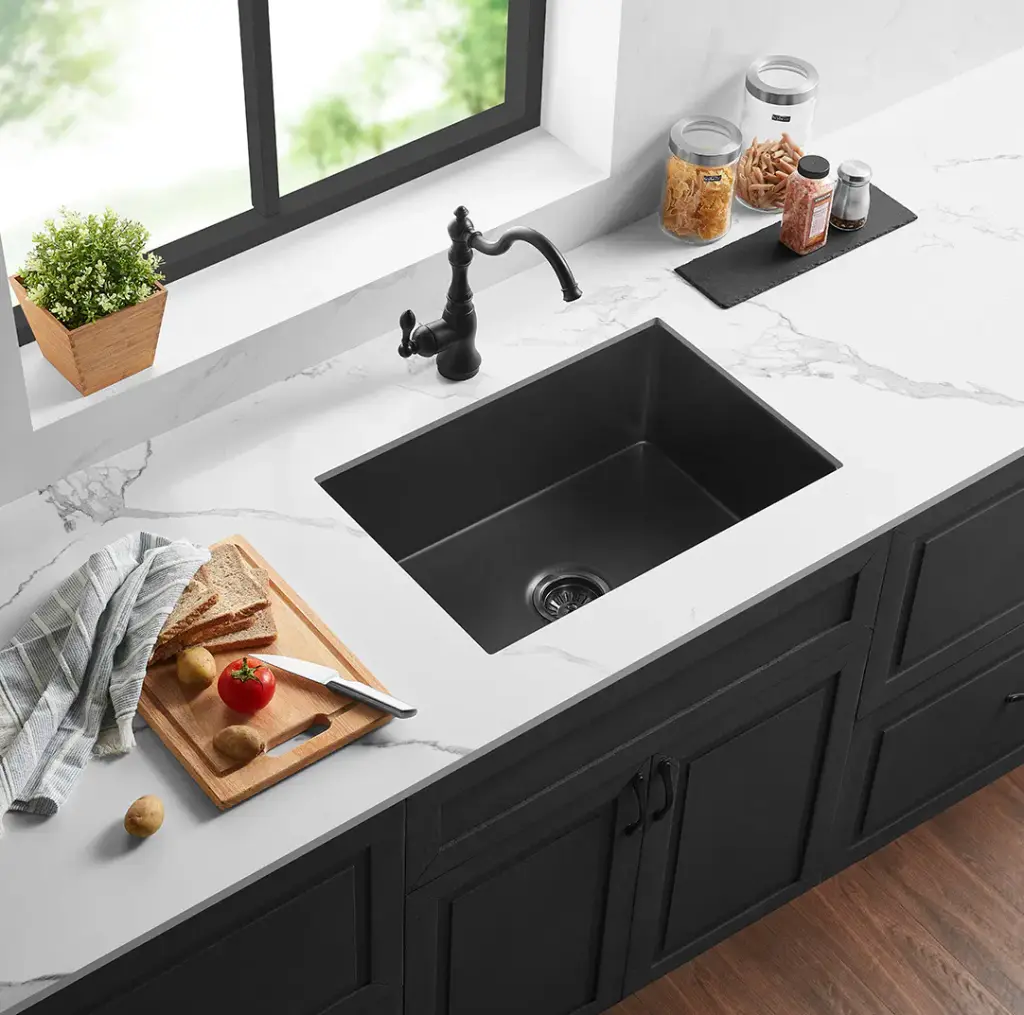 Camden Fireclay Top/undermount Single Bowl Sink – Matte Black – 810x480x254mm