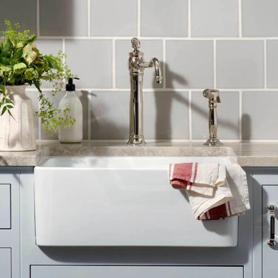 Chelsea Fireclay Farmhouse Single Bowl Sink – Gloss White – 600x451x253mm