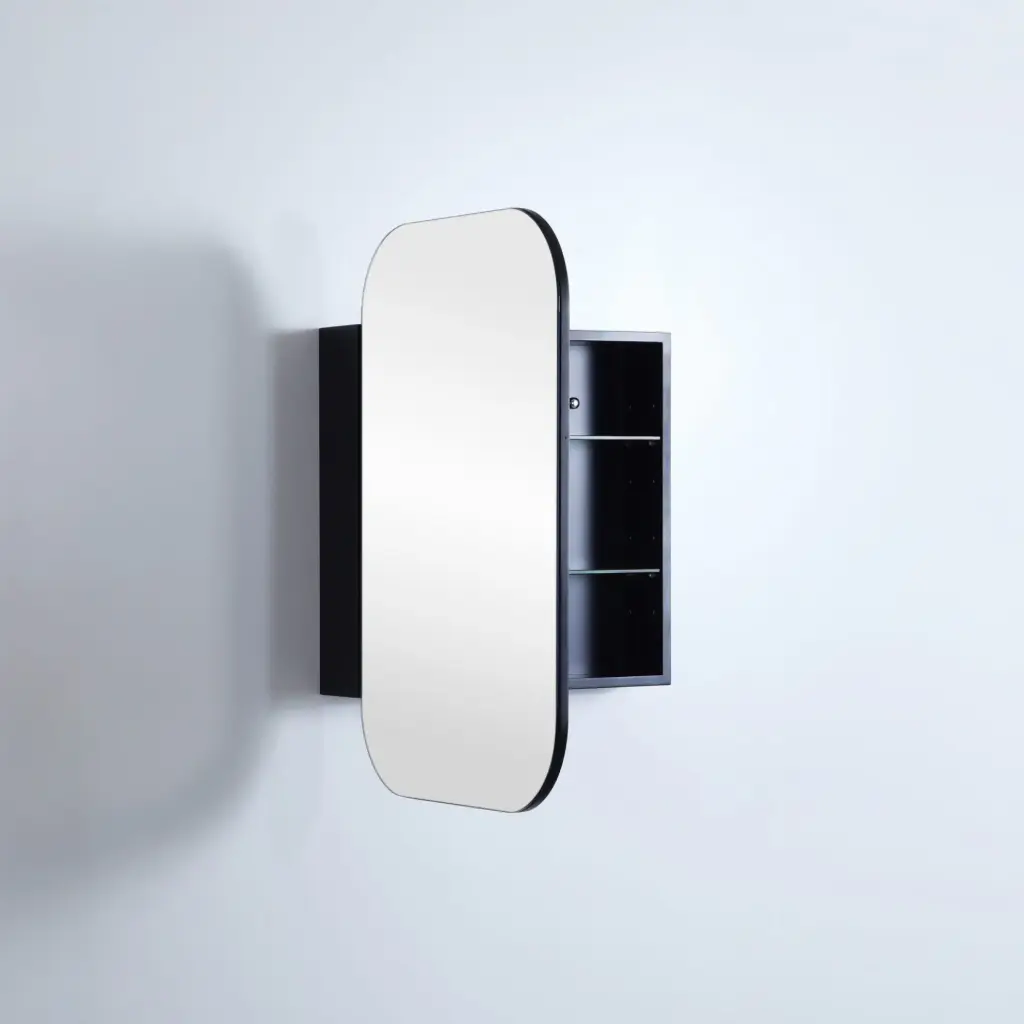 Olivia Shaving Cabinet - Matte Black - 600mm