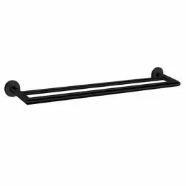 DOLCE MATTE BLACK DOUBLE TOWEL RAIL 700MM