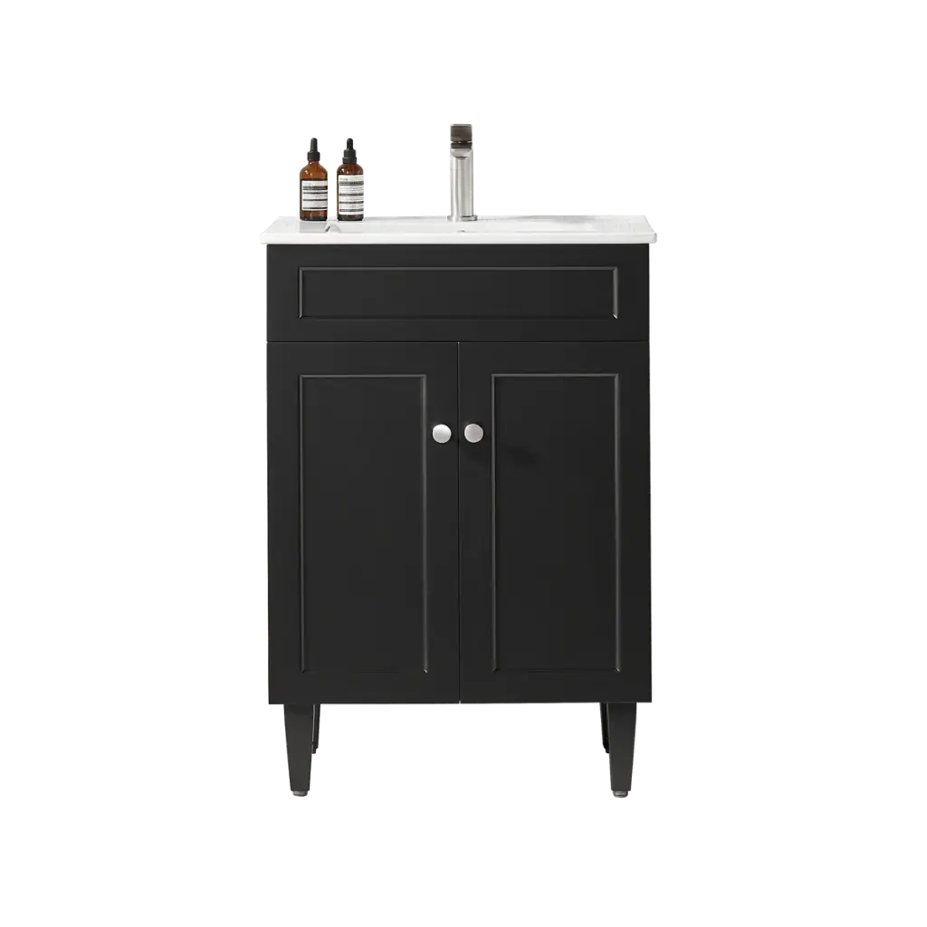 Ceto Harrington 600mm Freestanding Vanity Matte Black (Ceramic Top)