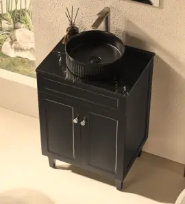 Ceto Harrington 600mm Freestanding Vanity Matte Black (Stone Top)