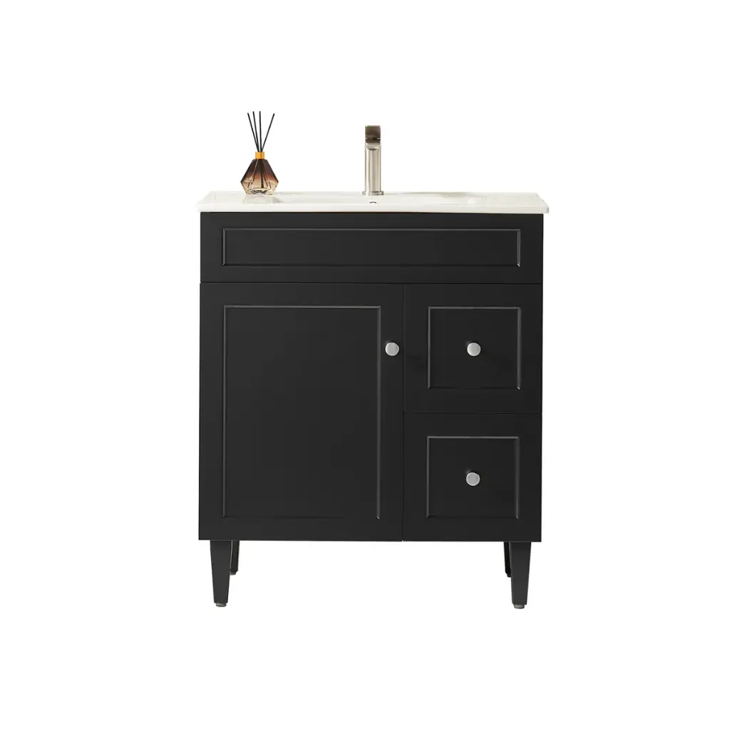 Ceto Harrington 750mm Right Hand Drawer Freestanding Vanity Matte Black (Ceramic Top)