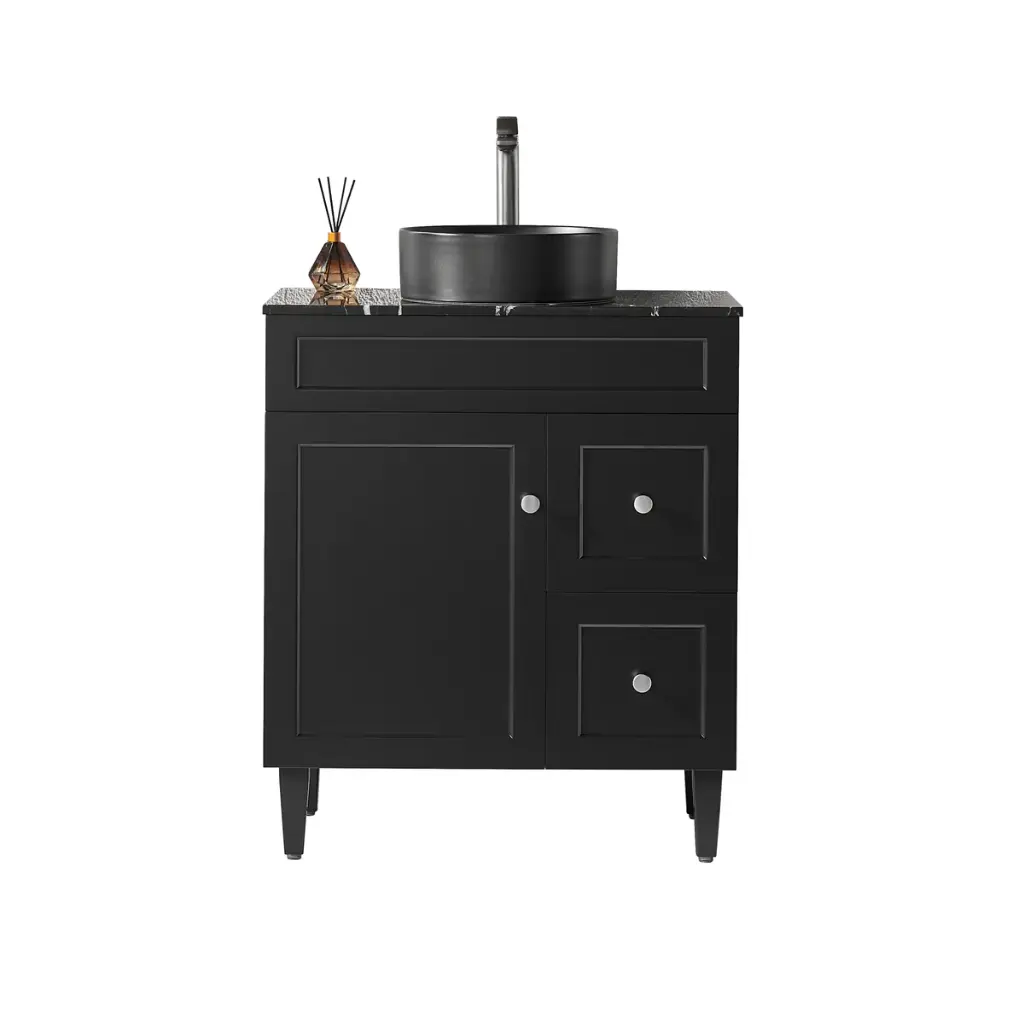 Ceto Harrington 750mm Right Hand Drawer Freestanding Vanity Matte Black (Stone Top)
