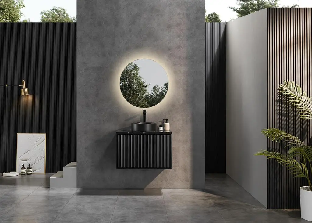 CETO Kirribilli Wall Hung PVC Cabinet – Matte Black (PC7546) - (Ceramic Top)