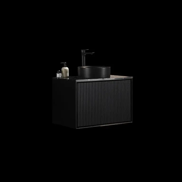 CETO Kirribilli Wall Hung PVC Cabinet – Matte Black (PC7546) - (Stone Top)