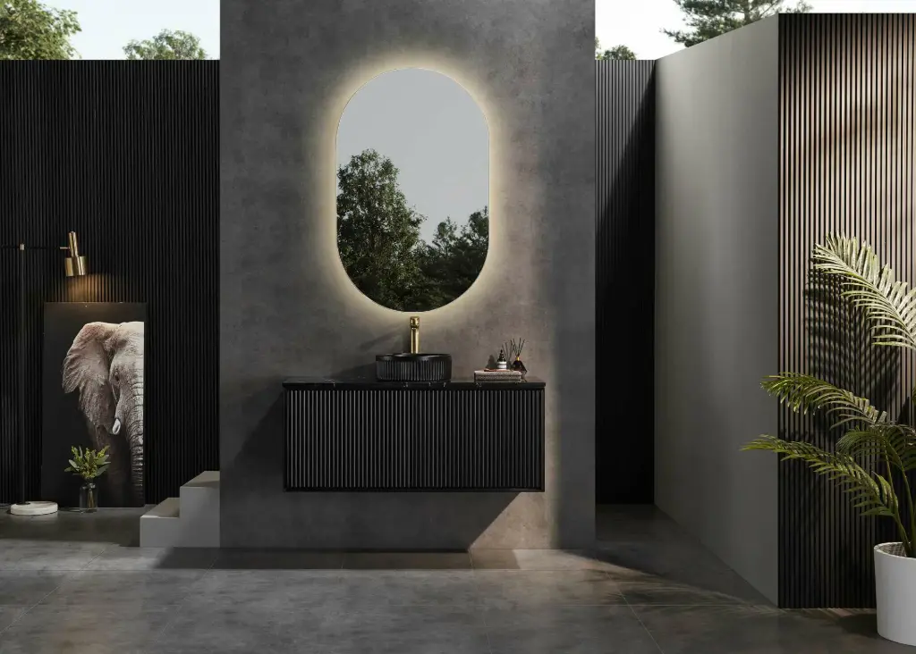 CK1200W CETO Kirribilli Wall Hung PVC Cabinet with push open drawer and shelf - Matte Black