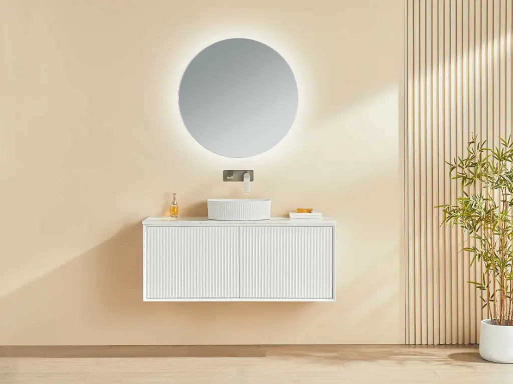 CK1200W CETO Kirribilli Wall Hung PVC Cabinet with push open drawer and shelf - Matte White