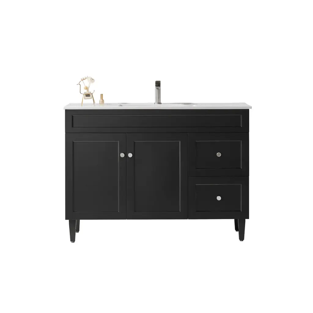 Ceto Harrington 1200mm Right Hand Drawer Freestanding Vanity Matte Black (Ceramic Top)