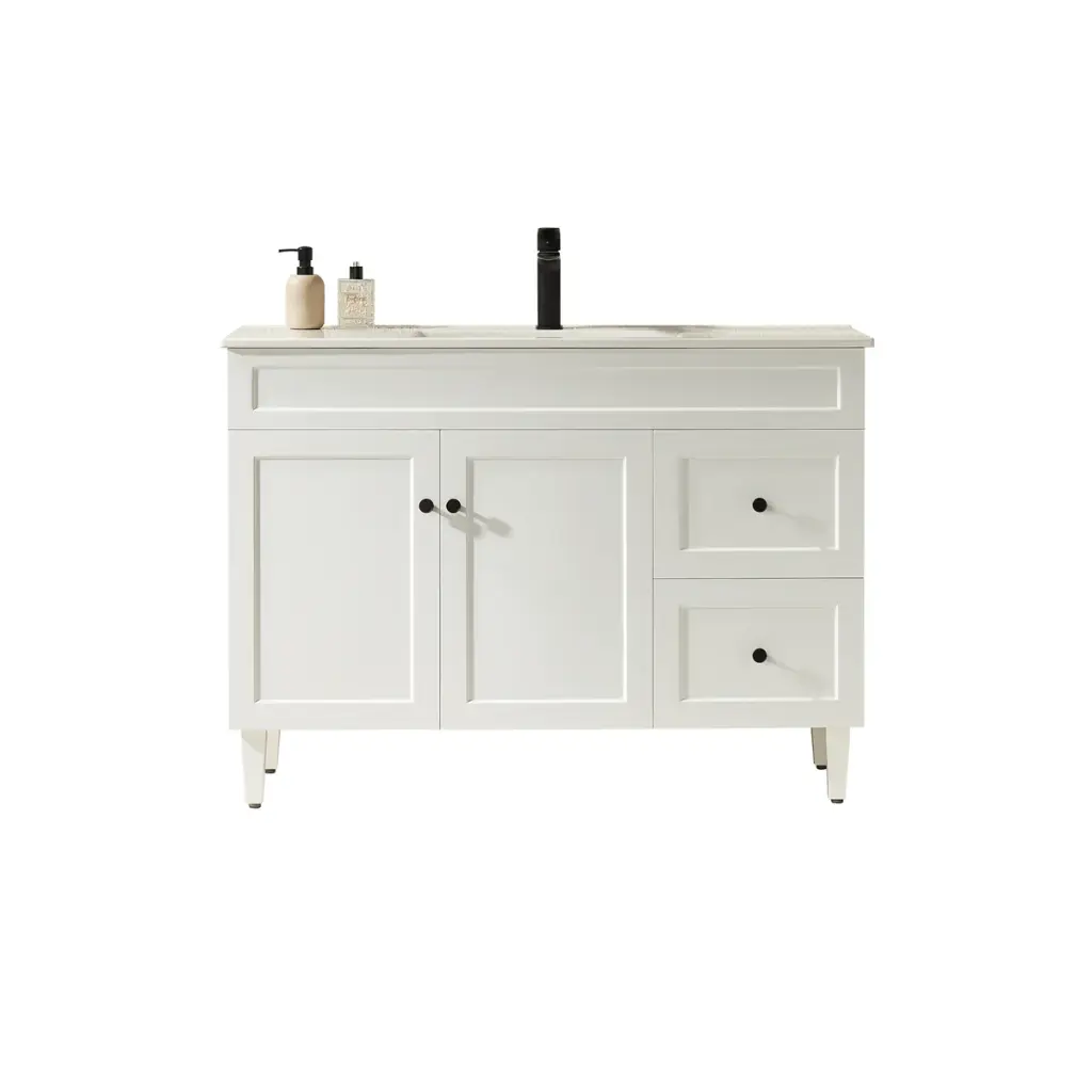 Ceto Harrington 1200mm Right Hand Drawer Freestanding Vanity Matte White (Ceramic Top)