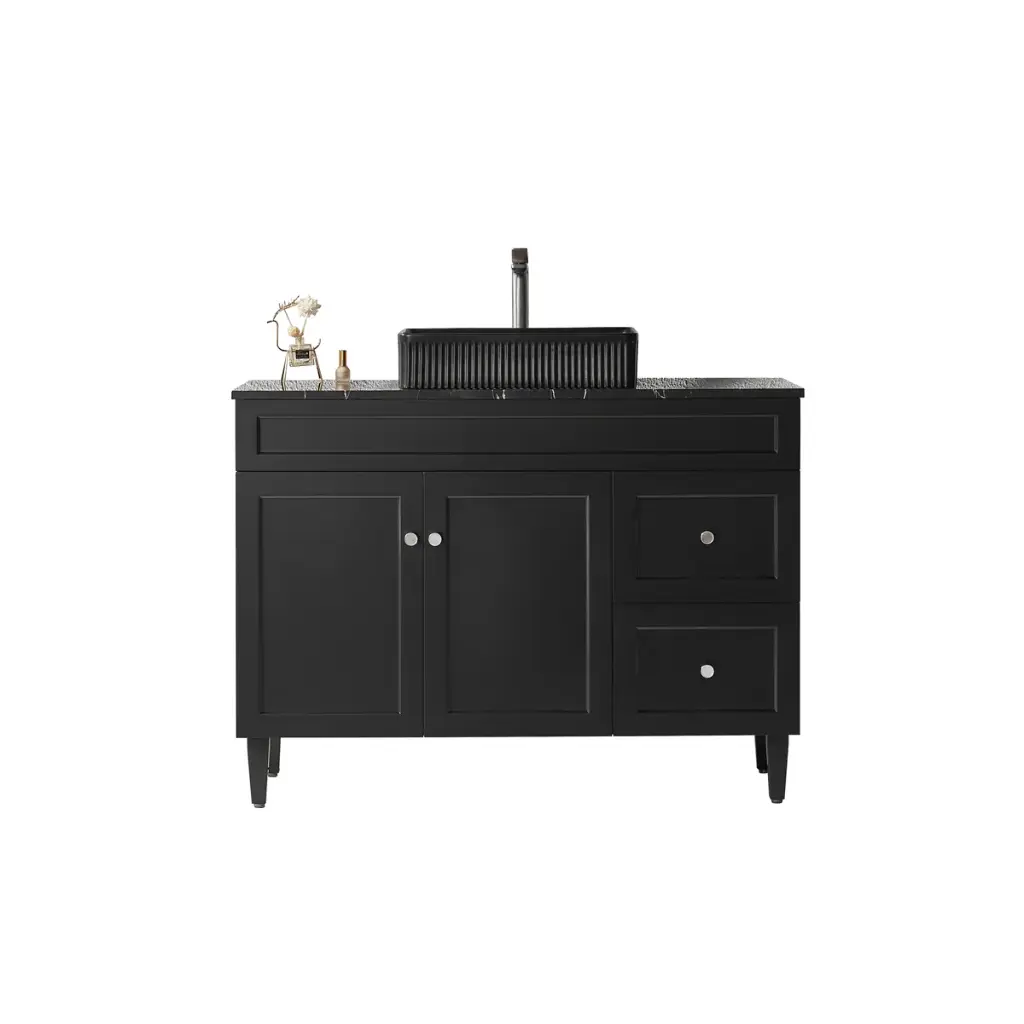Ceto Harrington 1200mm Right Hand Drawer Freestanding Vanity Matte Black (Stone Top)