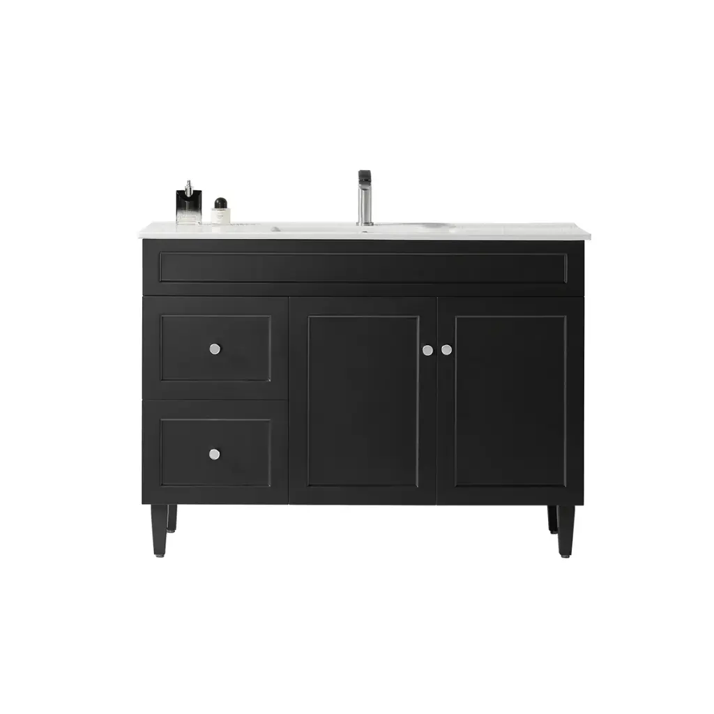 Ceto Harrington 1200mm Left Hand Drawer Freestanding Vanity Matte White (Ceramic Top)