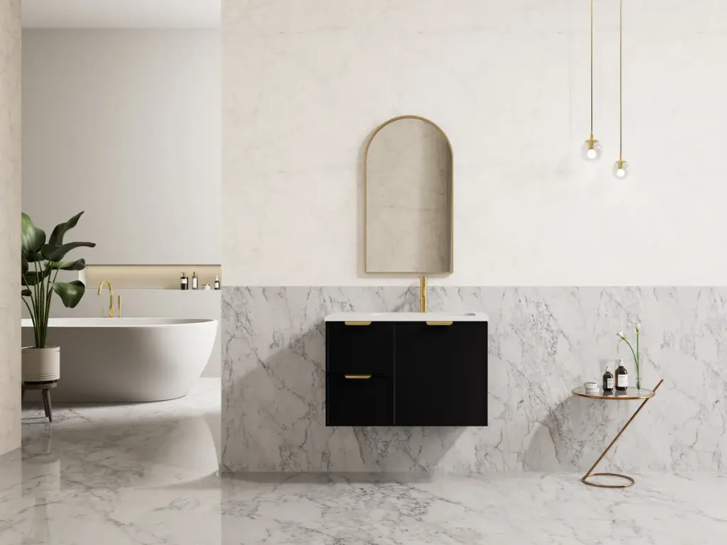 740*455*480mm CETO Miami Wall Hung PVC Cabinet Matte Black Left-Hand Drawers 