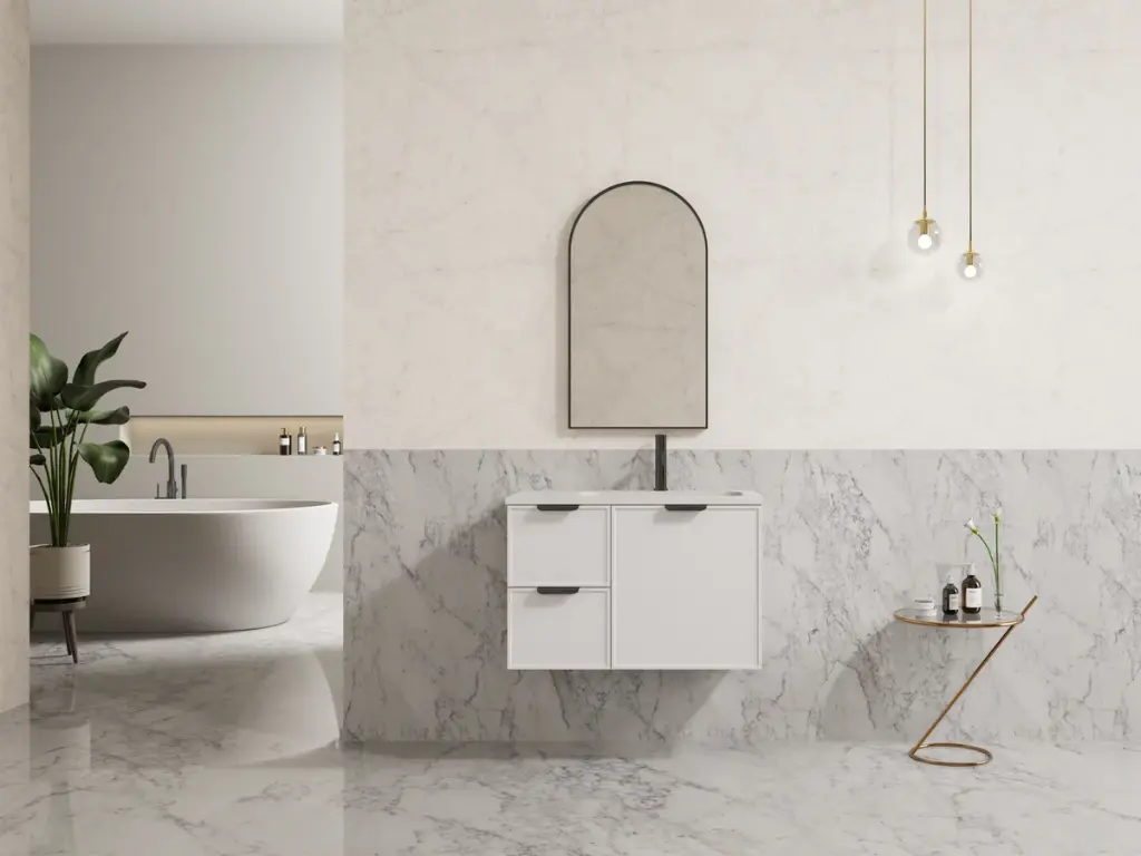 740*455*480mm CETO Miami Wall Hung PVC Cabinet Matte White Left-Hand Drawers 