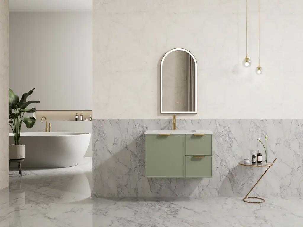 740*455*480mm CETO Miami Wall Hung PVC Cabinet Olive Green Right Hand Drawers 