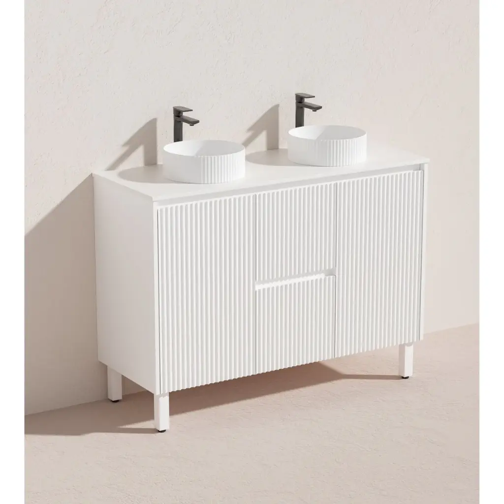 Ceto Brighton 1200mm Middle Drawer Freestanding Vanity Matte White (Stone Top)