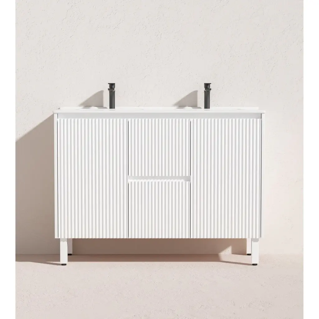 Ceto Brighton 1200mm Middle Drawer Freestanding Vanity Matte White (Cabinet Only)