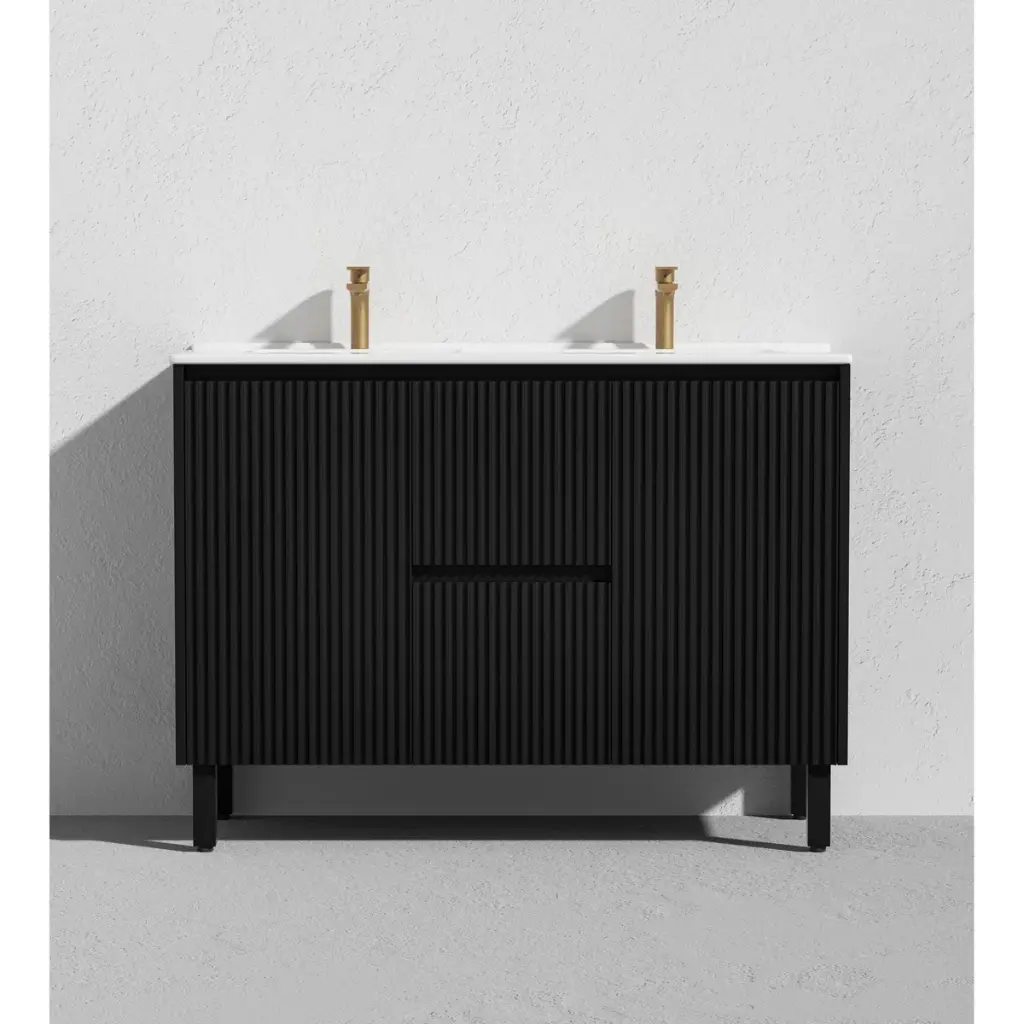 Ceto Brighton 1200mm Middle Drawer Freestanding Vanity Matte Black (Cabinet Only)