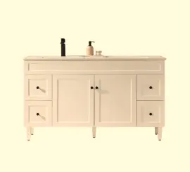 Harrington Floor PVC Cabinet Stone top Matte white with double bowl CH154L