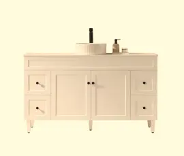 Harrington Floor PVC Cabinet Stone top Matte White CH154L