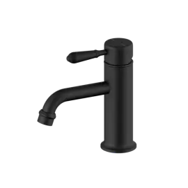 YORK STRAIGHT MATTE BLACK BASIN MIXER WITH METAL LEVER