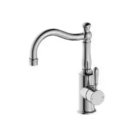 YORK CHROME BASIN MIXER HOOK SPOUT WITH METAL LEVER