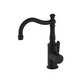 YORK MATTE BLACK BASIN MIXER HOOK SPOUT WITH METAL LEVER