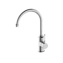 YORK CHROME KITCHEN MIXER GOOSENECK SPOUT WITH WHITE PORCELAIN LEVER