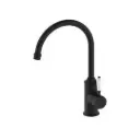 YORK MATTE BLACK KITCHEN MIXER GOOSENECK SPOUT WITH WHITE PORCELAIN LEVER