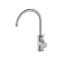 YORK BRUSHED NICKEL KITCHEN MIXER GOOSENECK SPOUT WITH WHITE PORCELAIN LEVER
