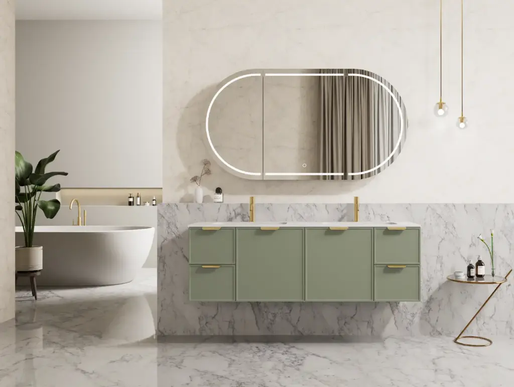 1490*455*480mm CETO Miami Wall Hung PVC Cabinet Olive Green