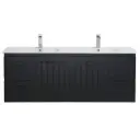 1500*460*580mm CETO Acacia Shaker Wall Hung Vanity – Double Bowl – Matte Black