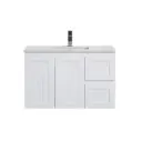 CETO Acacia Shaker Wall Hung Vanity – Right Hand Drawer – Matte White – 900mm
