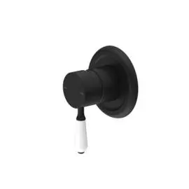 YORK SHOWER MIXER WITH WHITE PORCELAIN LEVER MATTE BLACK 