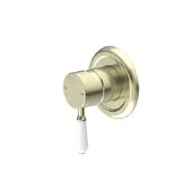 YORK SHOWER MIXER WITH WHITE PORCELAIN LEVER AGED BRASS 