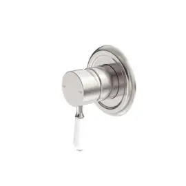 YORK SHOWER MIXER WITH WHITE PORCELAIN LEVER BRUSHED NICKEL 