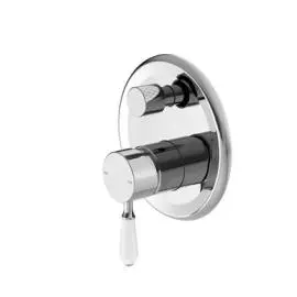 YORK SHOWER MIXER WITH DIVERTOR WITH WHITE PORCELAIN LEVER CHROME 