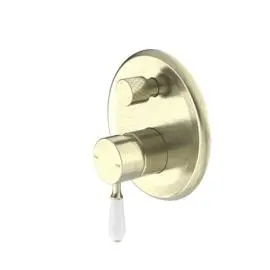 YORK SHOWER MIXER WITH DIVERTOR WITH WHITE PORCELAIN LEVER AGED BRASS 